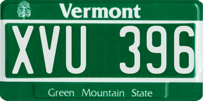 VT license plate XVU396