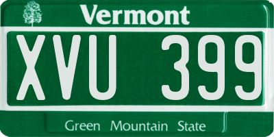 VT license plate XVU399