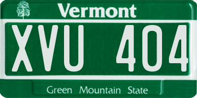 VT license plate XVU404