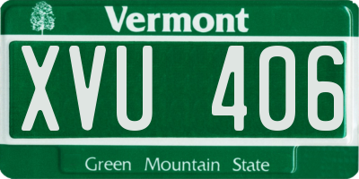 VT license plate XVU406