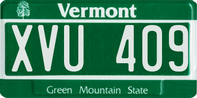 VT license plate XVU409
