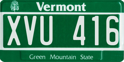 VT license plate XVU416