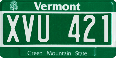 VT license plate XVU421