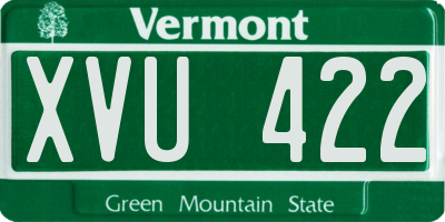 VT license plate XVU422