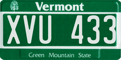 VT license plate XVU433