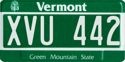 VT license plate XVU442