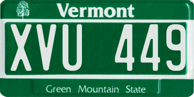 VT license plate XVU449