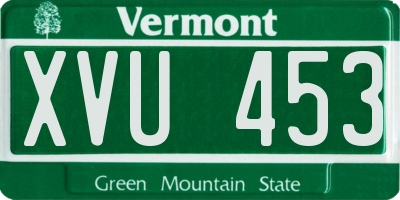 VT license plate XVU453