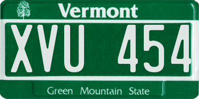 VT license plate XVU454