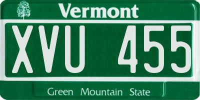 VT license plate XVU455