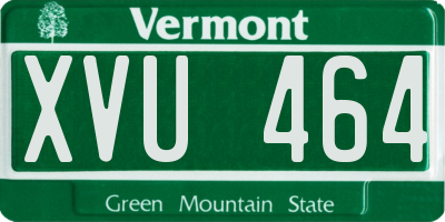 VT license plate XVU464