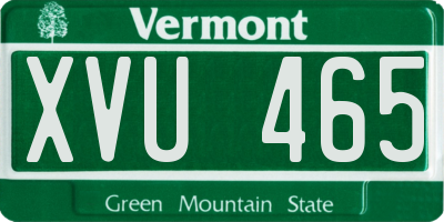 VT license plate XVU465