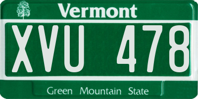 VT license plate XVU478
