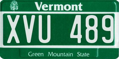 VT license plate XVU489