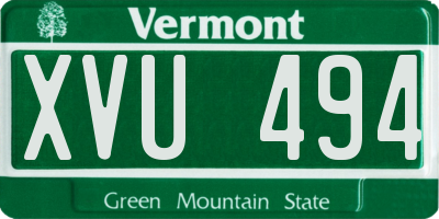 VT license plate XVU494