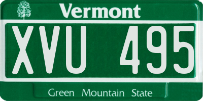 VT license plate XVU495