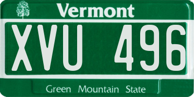 VT license plate XVU496