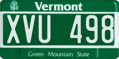 VT license plate XVU498