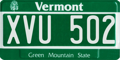 VT license plate XVU502