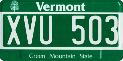 VT license plate XVU503