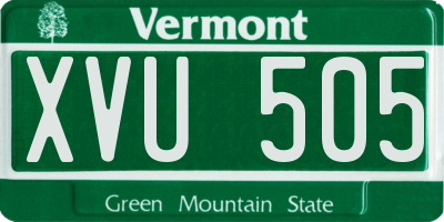 VT license plate XVU505