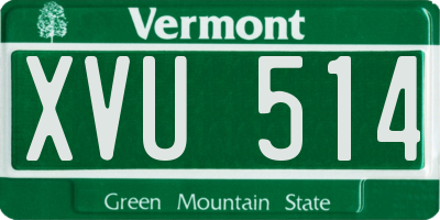 VT license plate XVU514