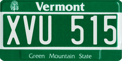 VT license plate XVU515
