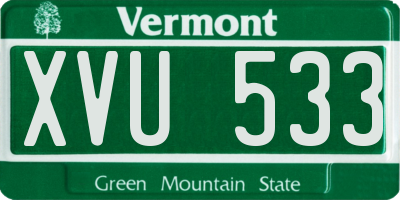 VT license plate XVU533