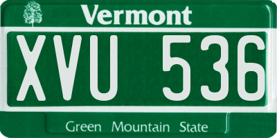 VT license plate XVU536