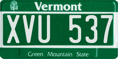 VT license plate XVU537