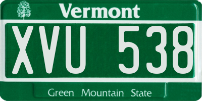 VT license plate XVU538