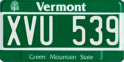 VT license plate XVU539