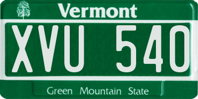 VT license plate XVU540
