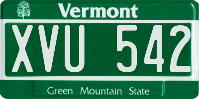 VT license plate XVU542