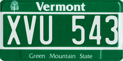 VT license plate XVU543