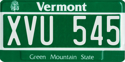 VT license plate XVU545