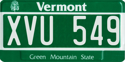VT license plate XVU549