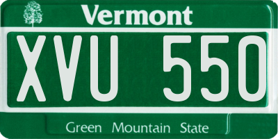 VT license plate XVU550