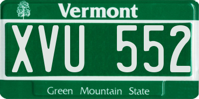 VT license plate XVU552