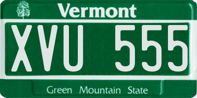 VT license plate XVU555