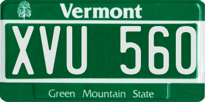 VT license plate XVU560