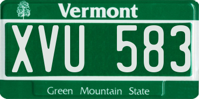 VT license plate XVU583