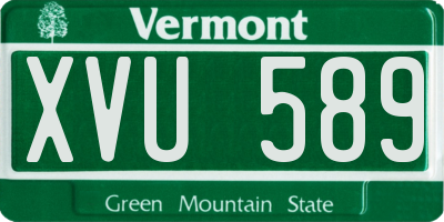VT license plate XVU589