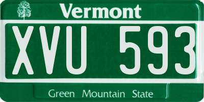 VT license plate XVU593