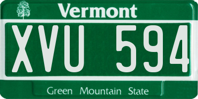 VT license plate XVU594