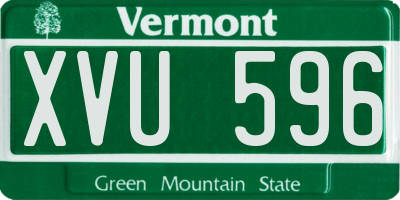 VT license plate XVU596