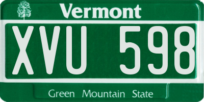 VT license plate XVU598