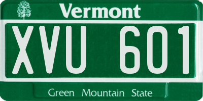 VT license plate XVU601