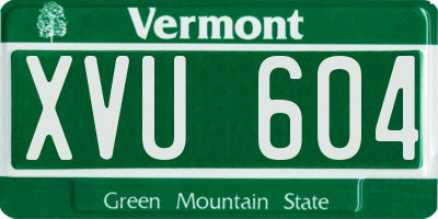 VT license plate XVU604