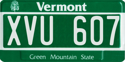 VT license plate XVU607